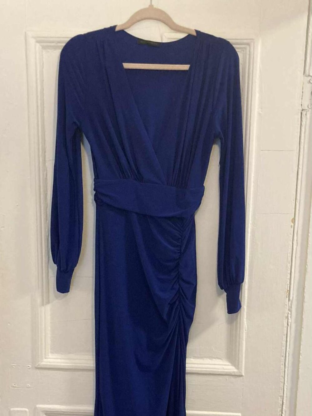 Symphony floor-length ruched gown in ultramarine